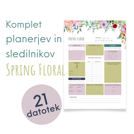 Komplet planerjev in sledilnikov Spring Floral (PDF)