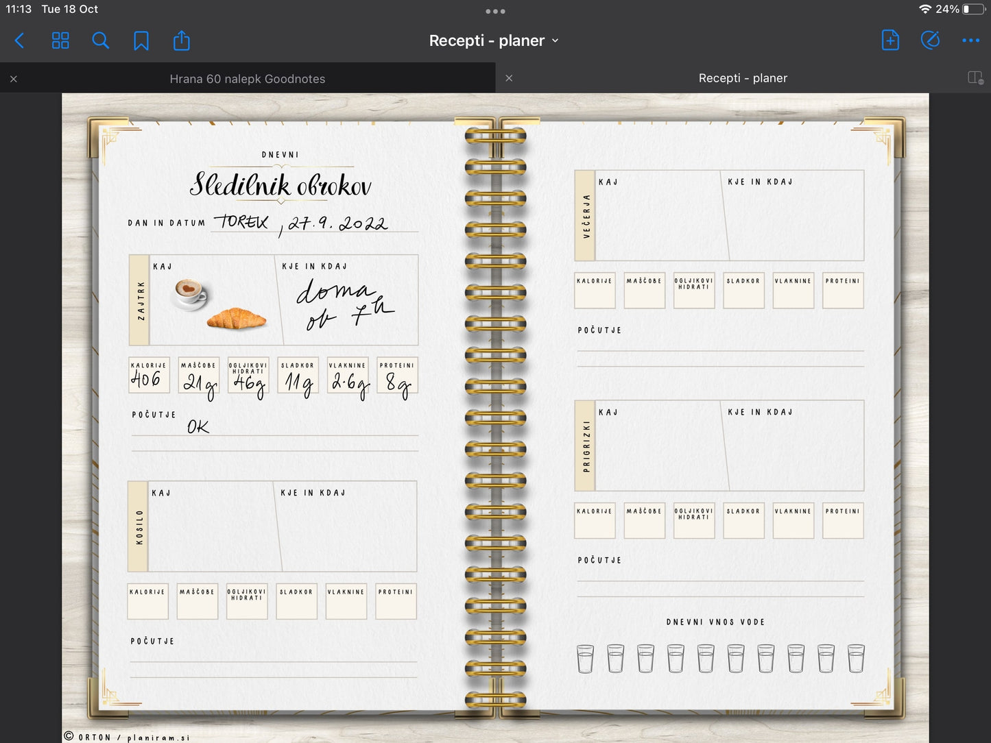 60 digitalnih nalepk HRANA (za GoodNotes / Notability itd.)