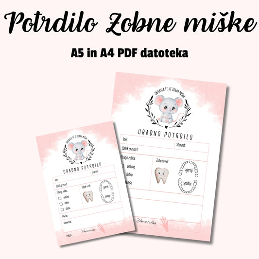 Potrdilo Zobne miške