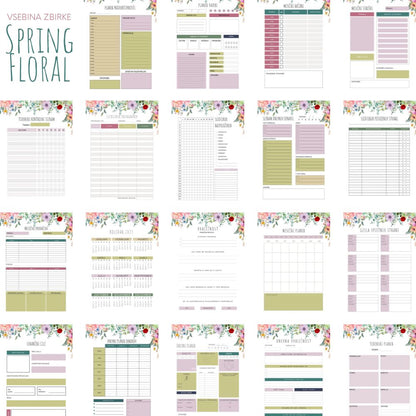 Komplet planerjev in sledilnikov Spring Floral (PDF)